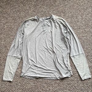 New Balance Light Gray Henley Long sleeve Shirt